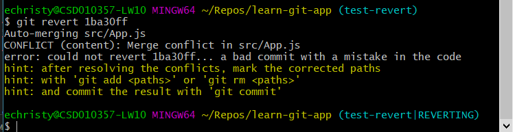 undo a commit with git revert