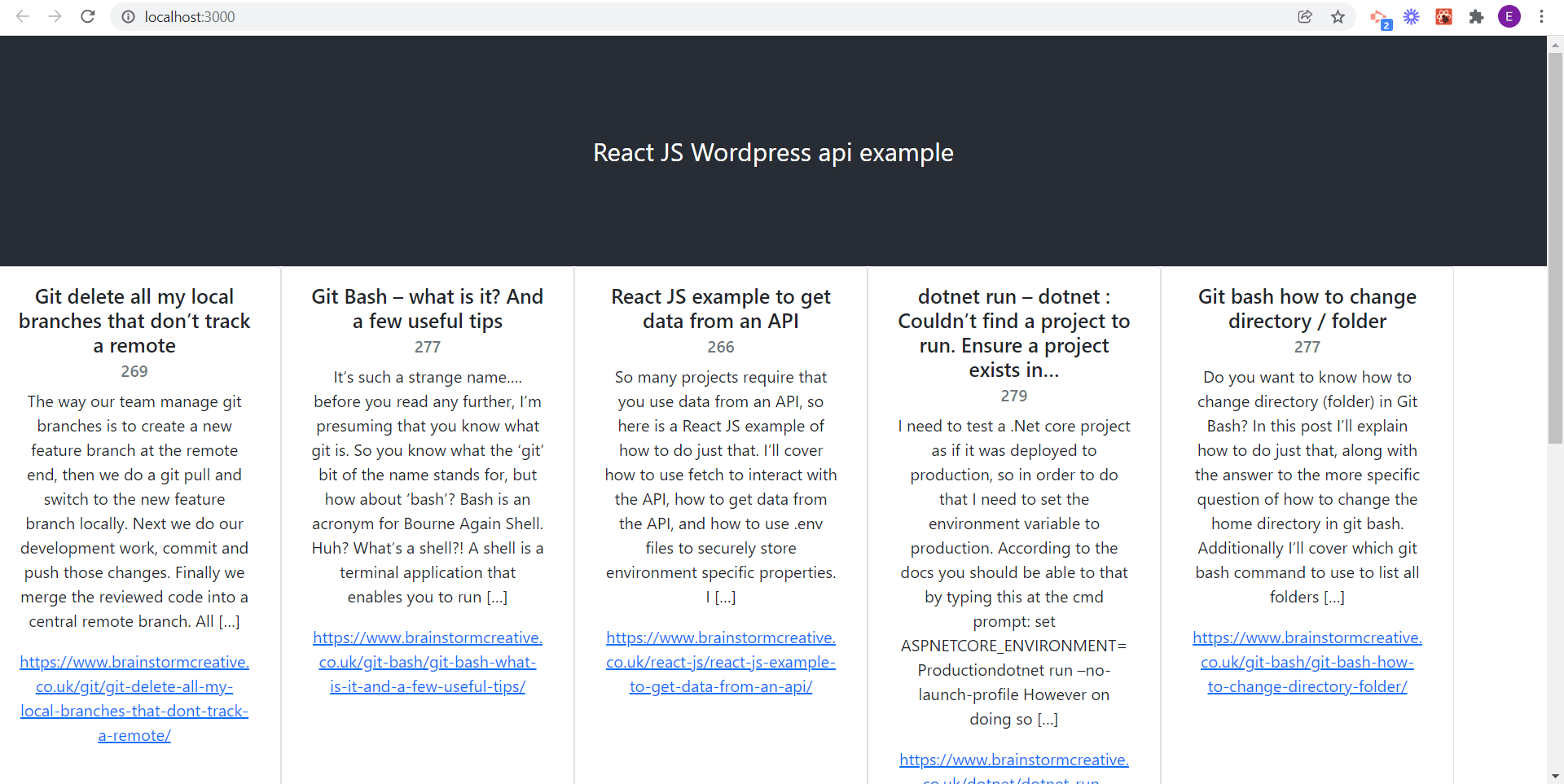 Wordpress website with data